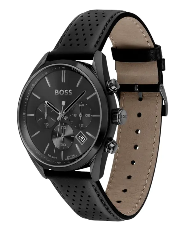 Hugo Boss Champion Herrklocka Svart/Läder 44 mm 1513880 | Urme