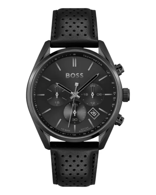 Hugo Boss Champion Herrklocka Svart/Läder 44 mm 1513880 | Urme