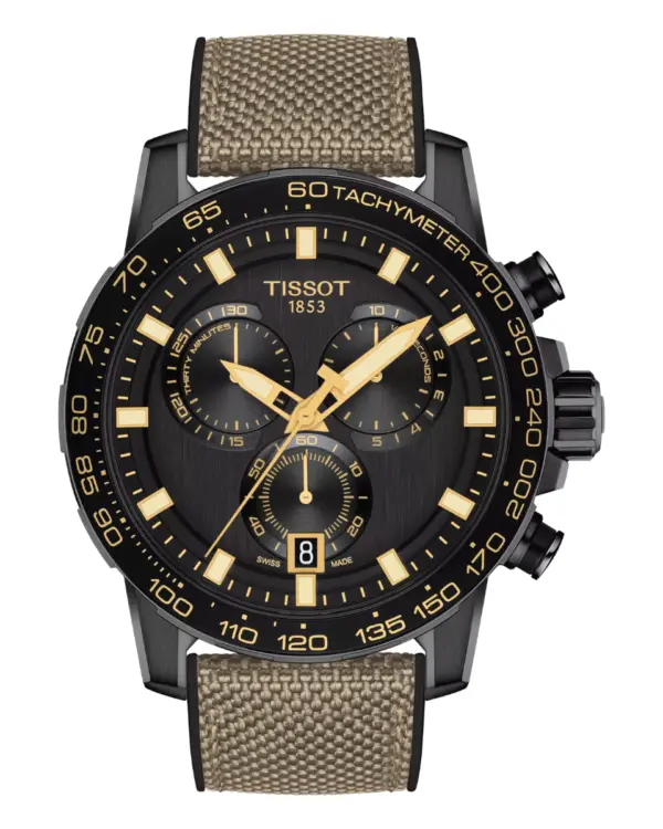 Tissot Supersport Chrono Kronograf Herrklocka Svart/Läder 45.5 mm T1256173705101