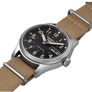 Seiko 5 Sports Automatisk Herrklocka Svart/Stål Textilarmband 39 mm SRPG35K1