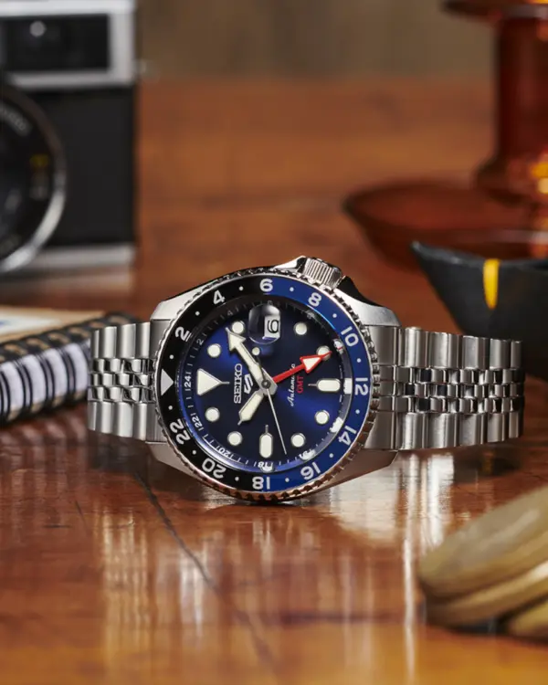 Seiko 5 Sports GMT Automatisk Herrklocka Blå/Stål 43 mm SSK003K1