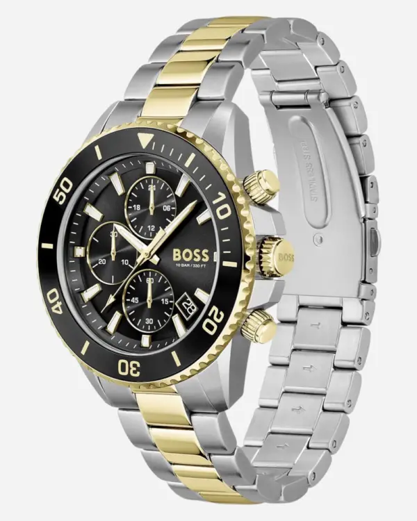 Hugo Boss Admiral Svart/Gulguldtonat stål 46 mm 1513908