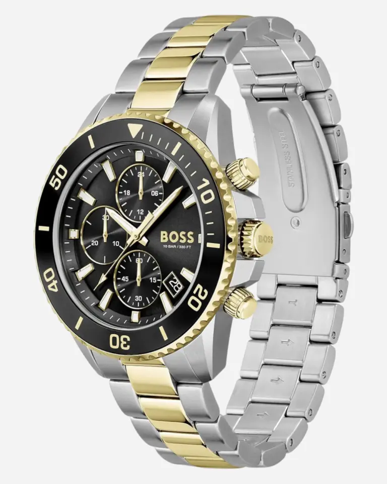 Hugo Boss Admiral Svart/Gulguldtonat stål 46 mm 1513908