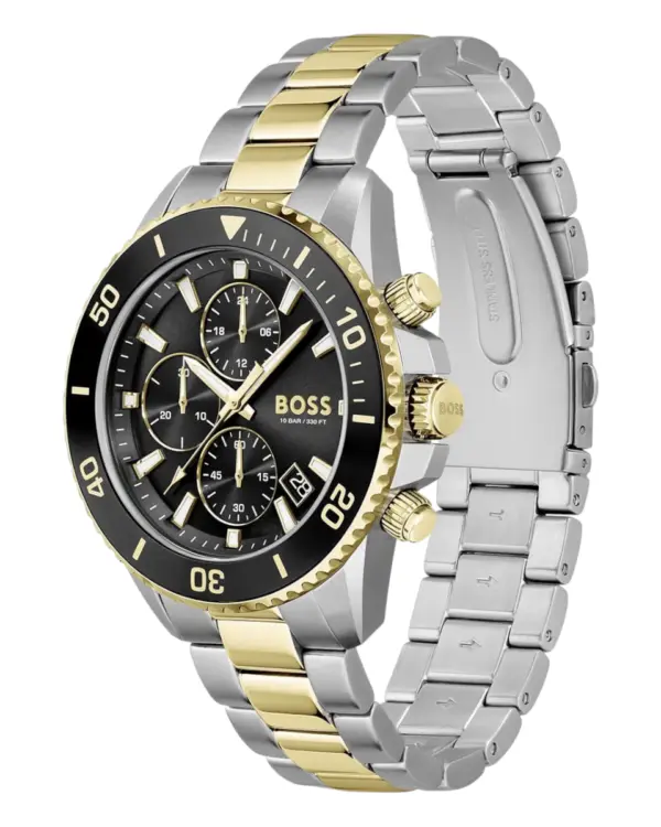 Hugo Boss Admiral Herrklocka Svart/Gulguldtonat stål 46 mm 1513908