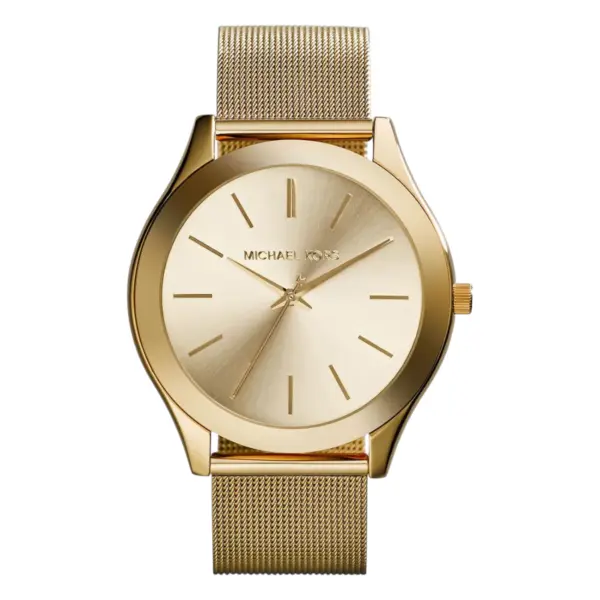 Michael Kors Slim Runway Quartz Guldfärgad Mesharmband Champagne