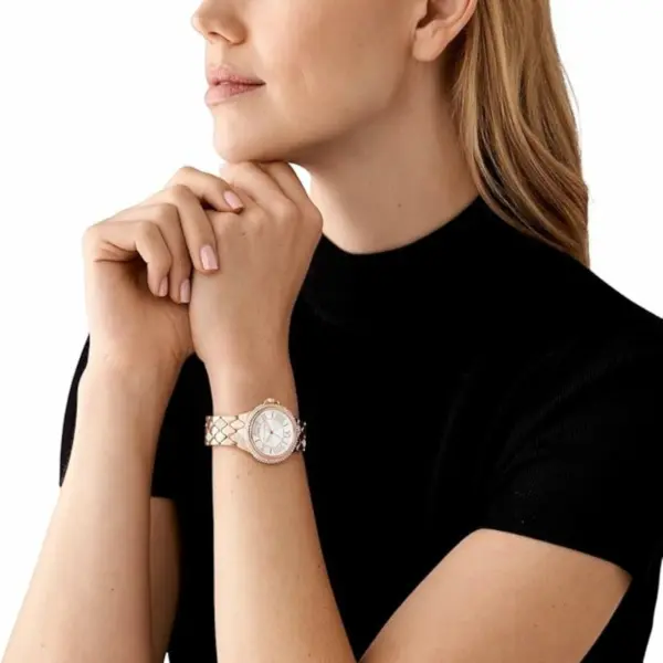Michael Kors Camille 33 mm Quartz Roséguldfärgad Stållänk Vit, bild 2