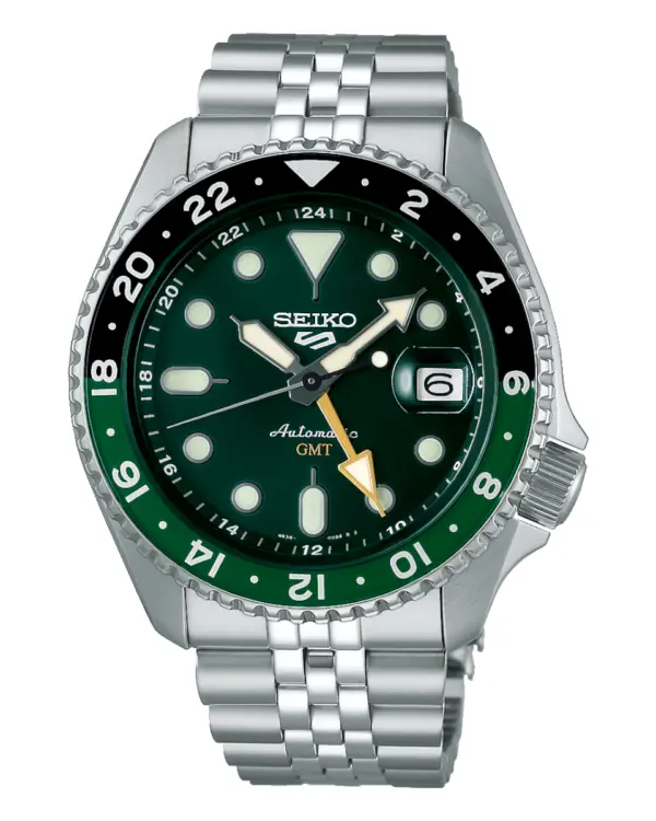 Seiko 5 Sports GMT Automatisk Herrklocka Grön/Stål 43 mm SSK035K1