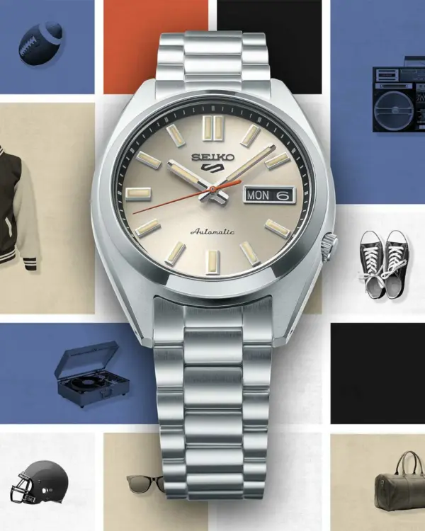 Seiko 5 Automatisk Herrklocka Beige/Stål 37 mm SRPK91K1