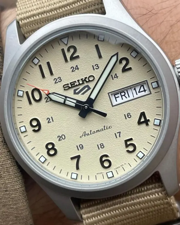 seiko 5 sports automatic Damklocka Beige/Textil 36 mm