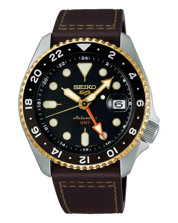 Seiko 5 Sports GMT Automatisk Herrklocka Brun/Läder 43 mm SSK036K1