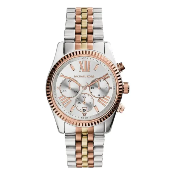 Michael Kors Lexington Quartz Kronograf Trefärgad Stållänk Silver