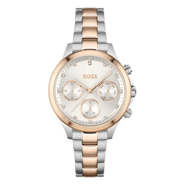 Hugo Boss Hera Quartz Multifunktion Tvåfärgad Stållänk Silver