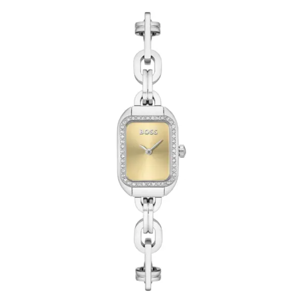 Hugo Boss Hailey Quartz Kristaller Stållänk Guld