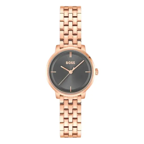 Hugo Boss Lucia Quartz Roséguld Stållänk Grå