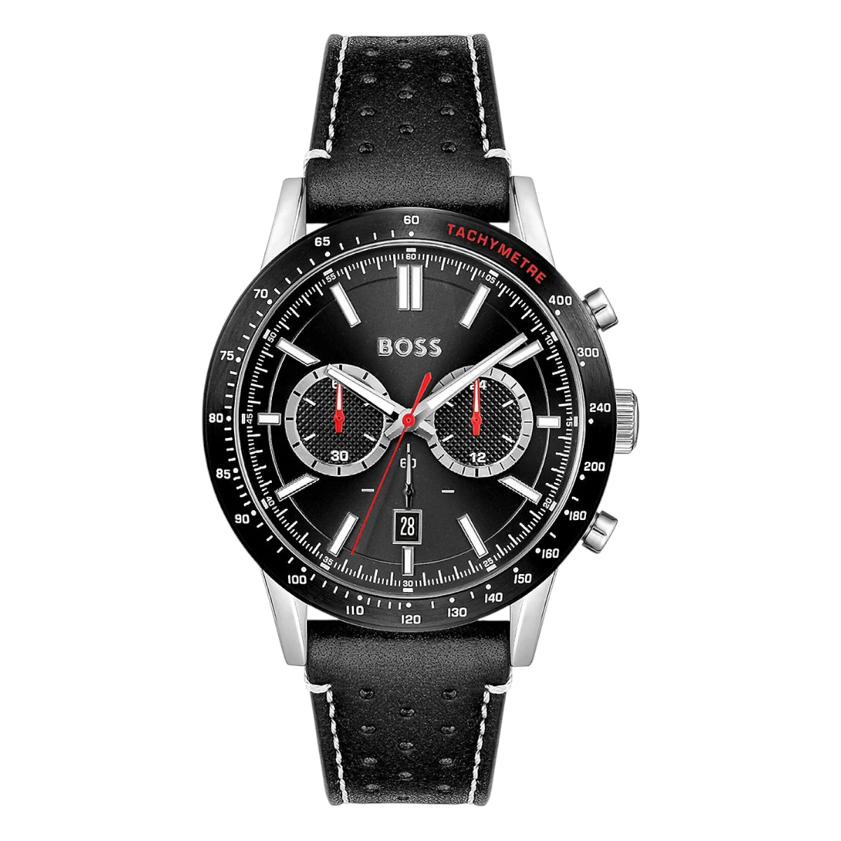 1513920_1 Hugo Boss Quartz Svart/Läder 46 mm - Bild 1