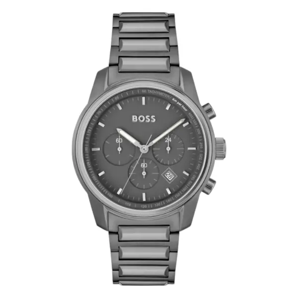 Hugo Boss Trace Quartz Kronograf Grå Stållänk Grå