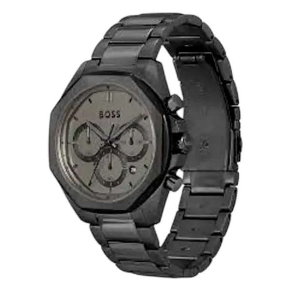 Hugo Boss Cloud Quartz Kronograf Svart Stållänk Grå, bild 2
