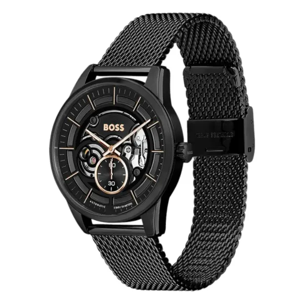 Hugo Boss Sophio Automatic Öppet hjärta Svart Meshlänk Svart, bild 2