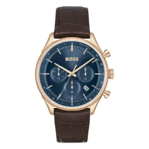Hugo Boss Gregor Quartz Kronograf Roséguld Läderarmband Blå