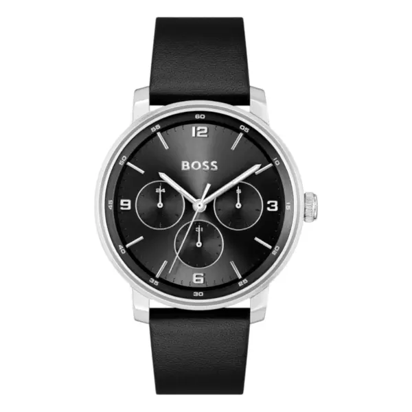 Hugo Boss Contender Quartz Multifunktion Läderarmband Svart