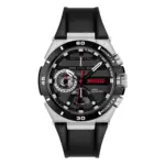 HUGO Wild Quartz Multifunktion Läderarmband Svart