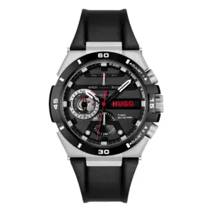 HUGO Wild Quartz Multifunktion Läderarmband Svart