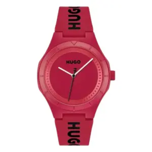 HUGO Lit For Him Quartz Silikonarmband Röd