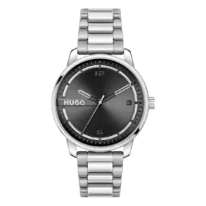 HUGO Stamp Quartz Stållänk Svart