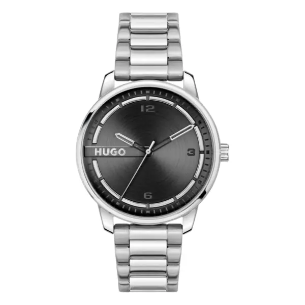 HUGO Stamp Quartz Stållänk Svart