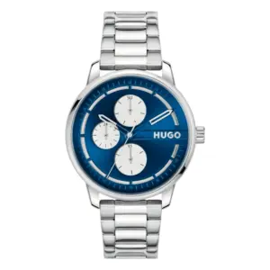 HUGO Stamp Multi Quartz Multifunktion Stållänk Blå