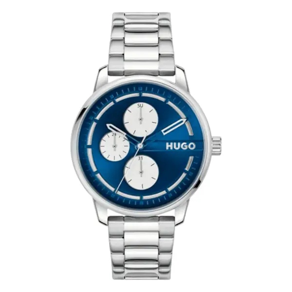 HUGO Stamp Multi Quartz Multifunktion Stållänk Blå