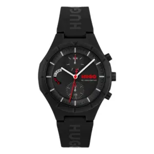 HUGO Lit Multi Quartz Multifunktion Silikonarmband Svart