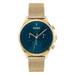 HUGO Smash Multi Quartz Multifunktion Guldfärgad Meshlänk Blå