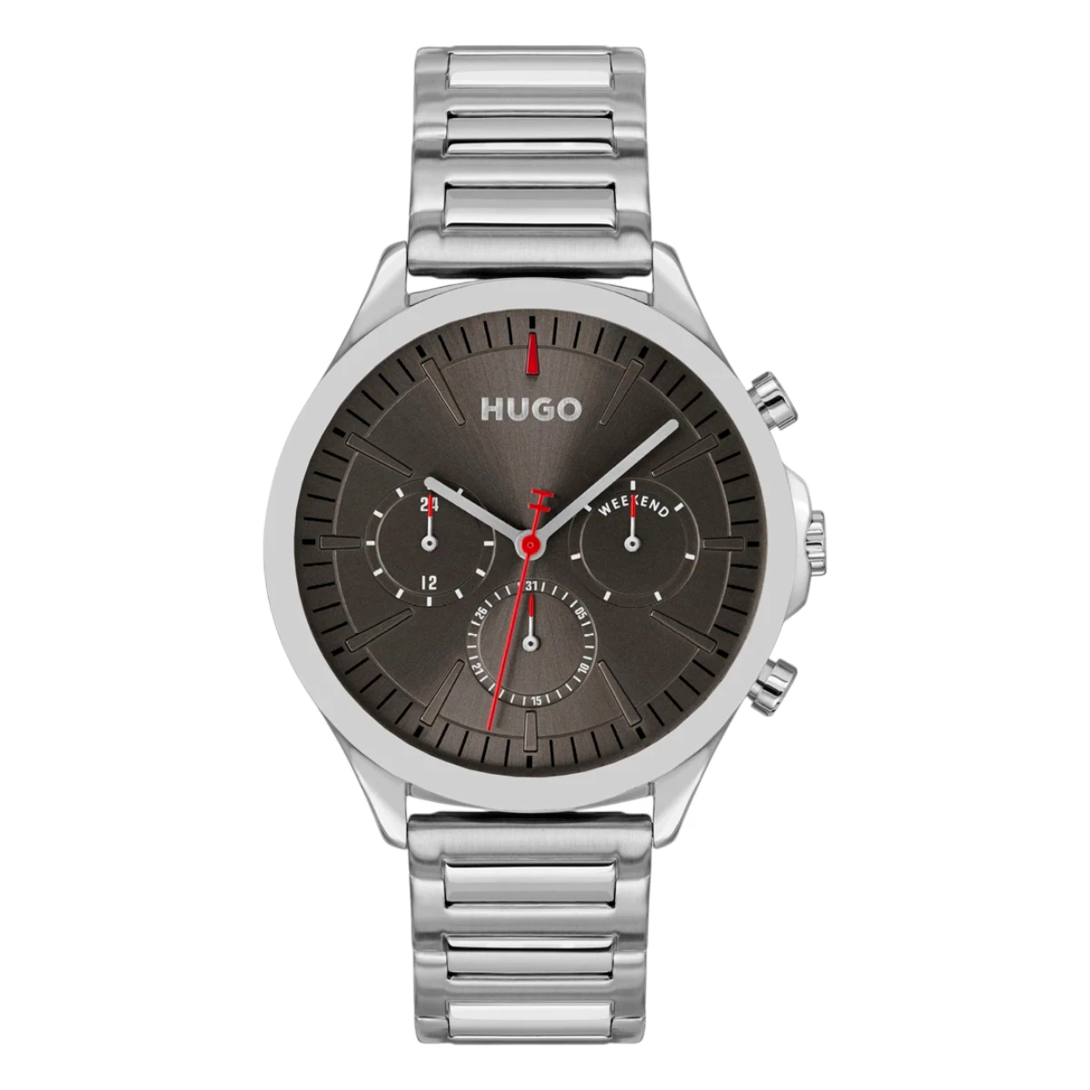 1530411 HUGO Smash Multi Quartz Multifunktion Stållänk Grå