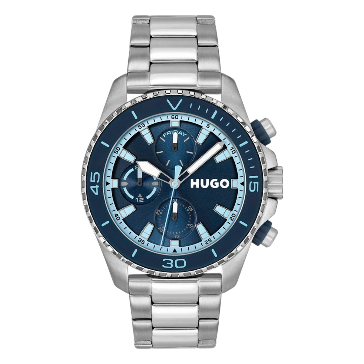 1530429 HUGO Dive Quartz Multifunktion Stållänk Blå