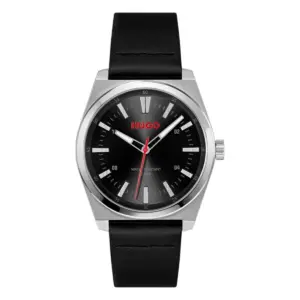 HUGO Ark Quartz Läderarmband Svart