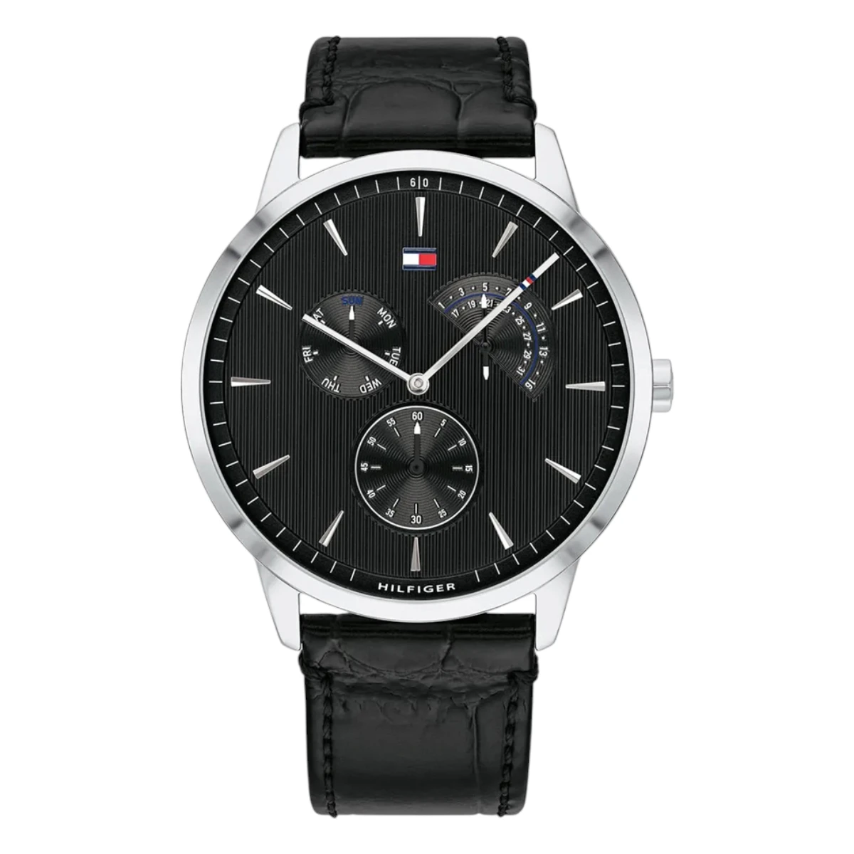 1710391 Tommy Hilfiger Brad Quartz Läder Svart