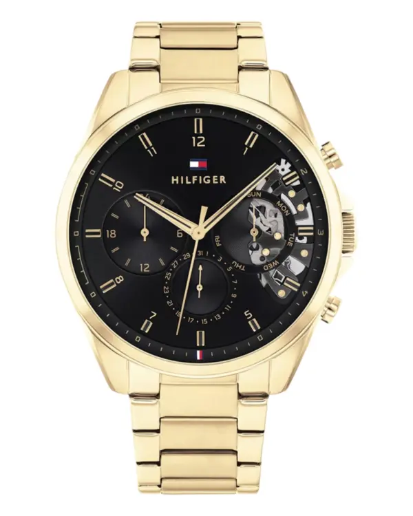 Tommy Hilfiger Baker Quartz Skelettiserad Stållänk Svart