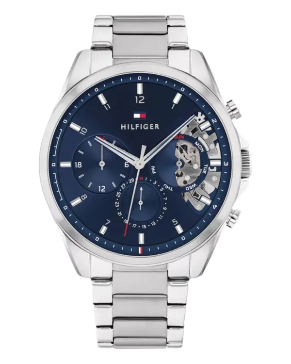 Tommy Hilfiger Baker Quartz Skelettiserad Stållänk Blå
