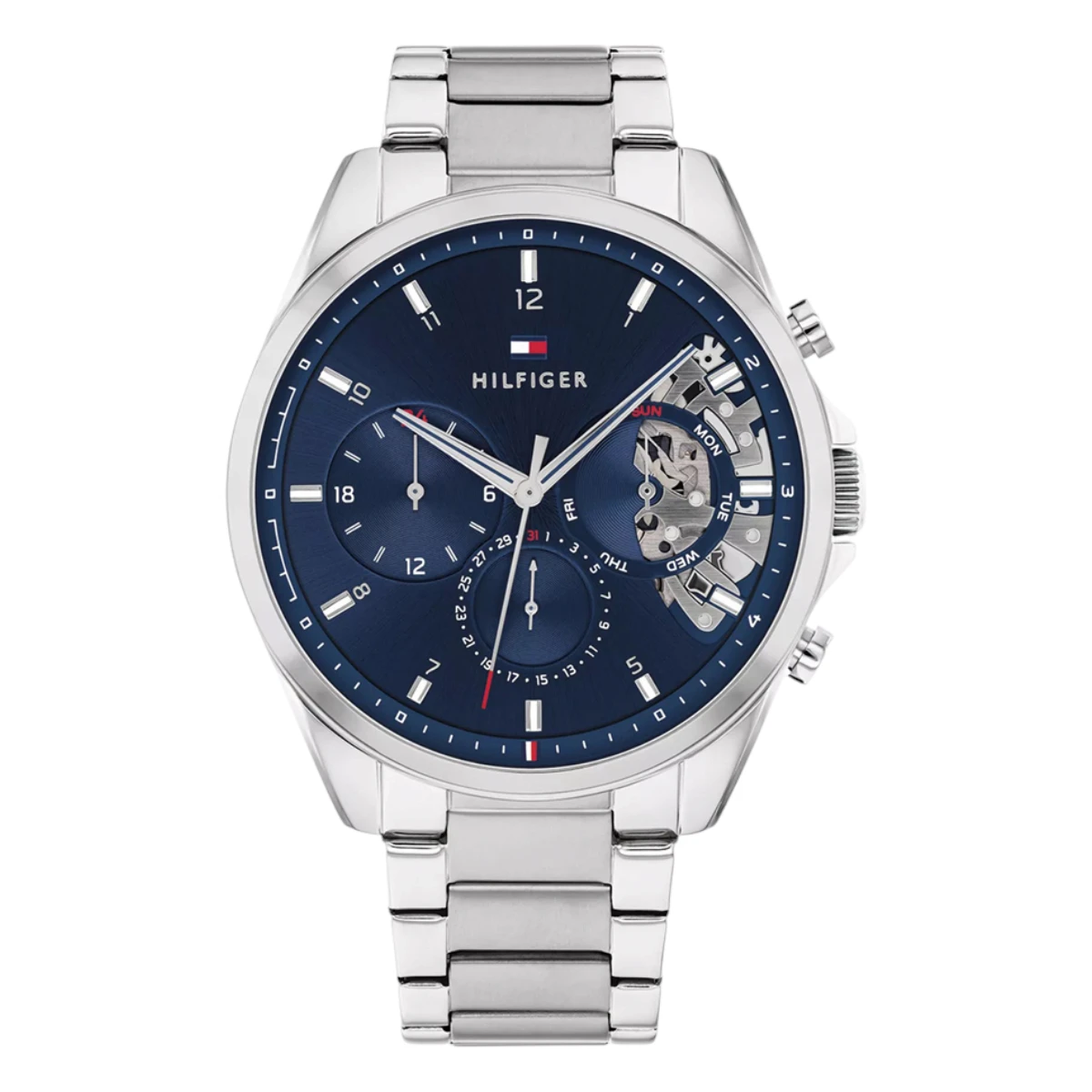 1710448 Tommy Hilfiger Baker Quartz Skelettiserad Stållänk Blå
