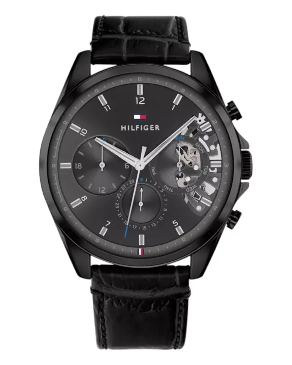 Tommy Hilfiger Baker Quartz Skelettiserad Läder Grå