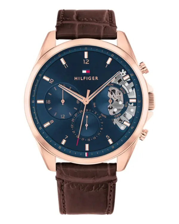 Tommy Hilfiger Baker Quartz Skelettiserad Läder Blå