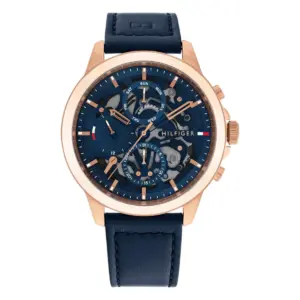 Tommy Hilfiger Henry Quartz Skelettiserad Läder Blå