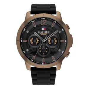 Tommy Hilfiger Luca Quartz Skelettiserad Silikon Svart