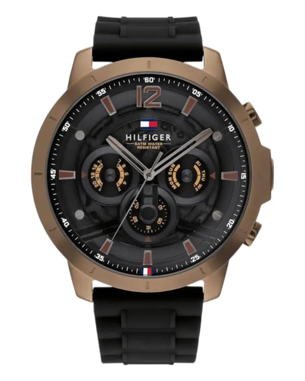 Tommy Hilfiger Luca Quartz Skelettiserad Silikon Svart