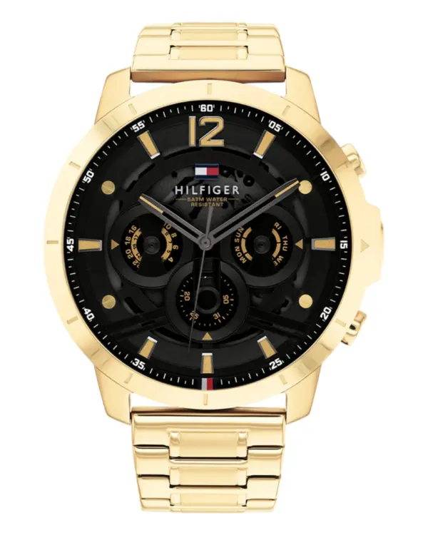 Tommy Hilfiger Luca Quartz Skelettiserad Stållänk Svart