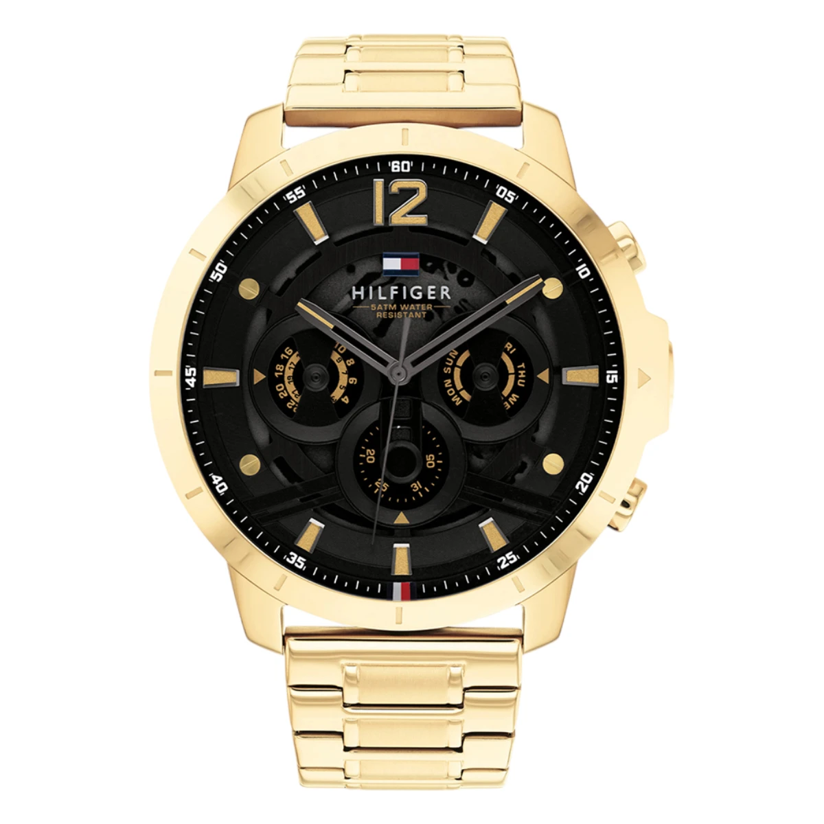 1710511 Tommy Hilfiger Luca Quartz Skelettiserad Stållänk Svart