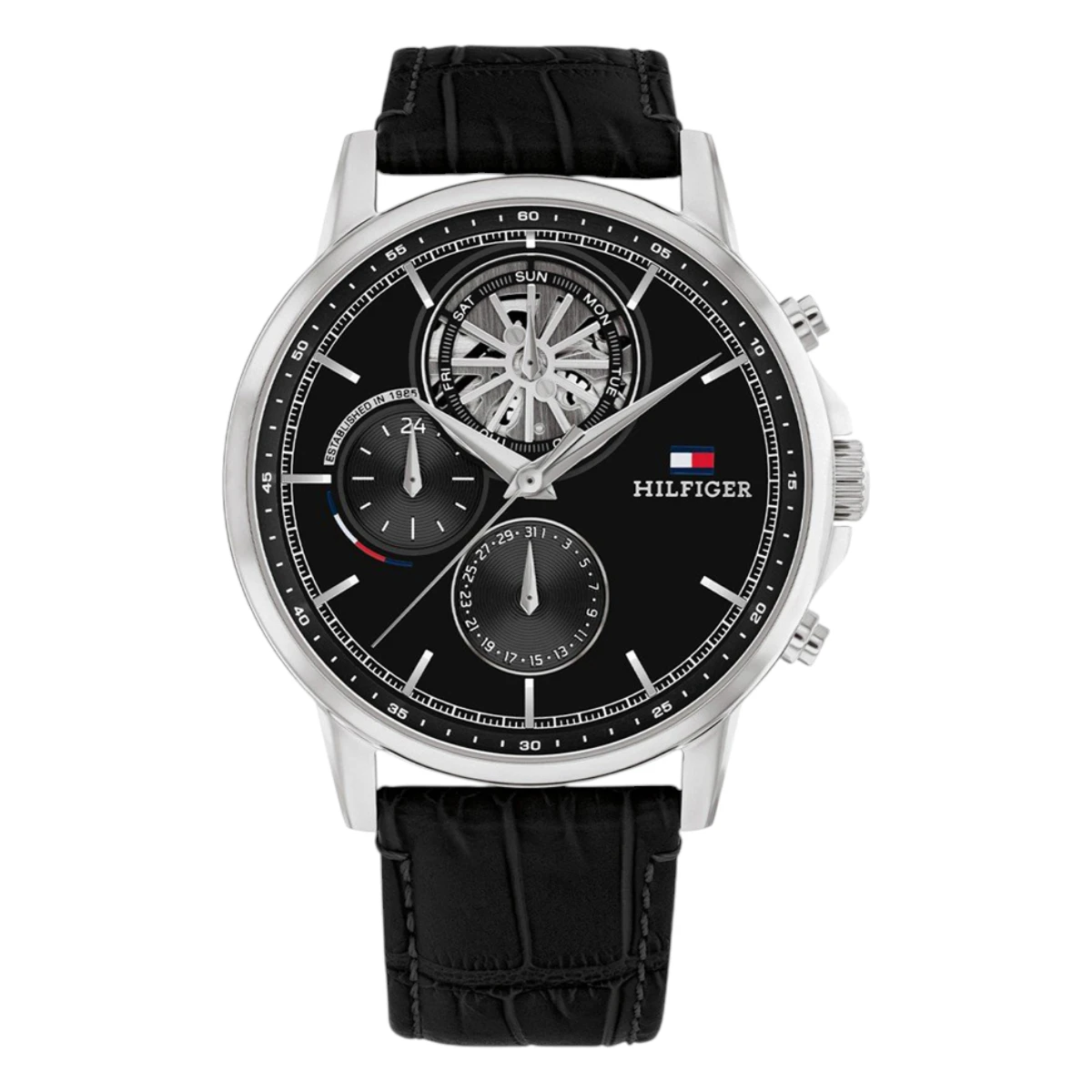 1710605 Tommy Hilfiger Steward Quartz Läder Svart