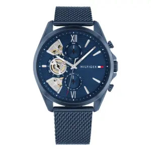 Tommy Hilfiger Baker Quartz Skelettiserad Stållänk Blå