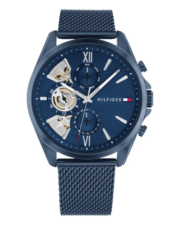 Tommy Hilfiger Baker Quartz Skelettiserad Stållänk Blå